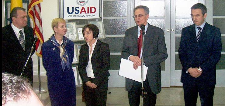 Branko Peric addresses the guests and media at the Opening Ceremony at the Supreme Court FBiH